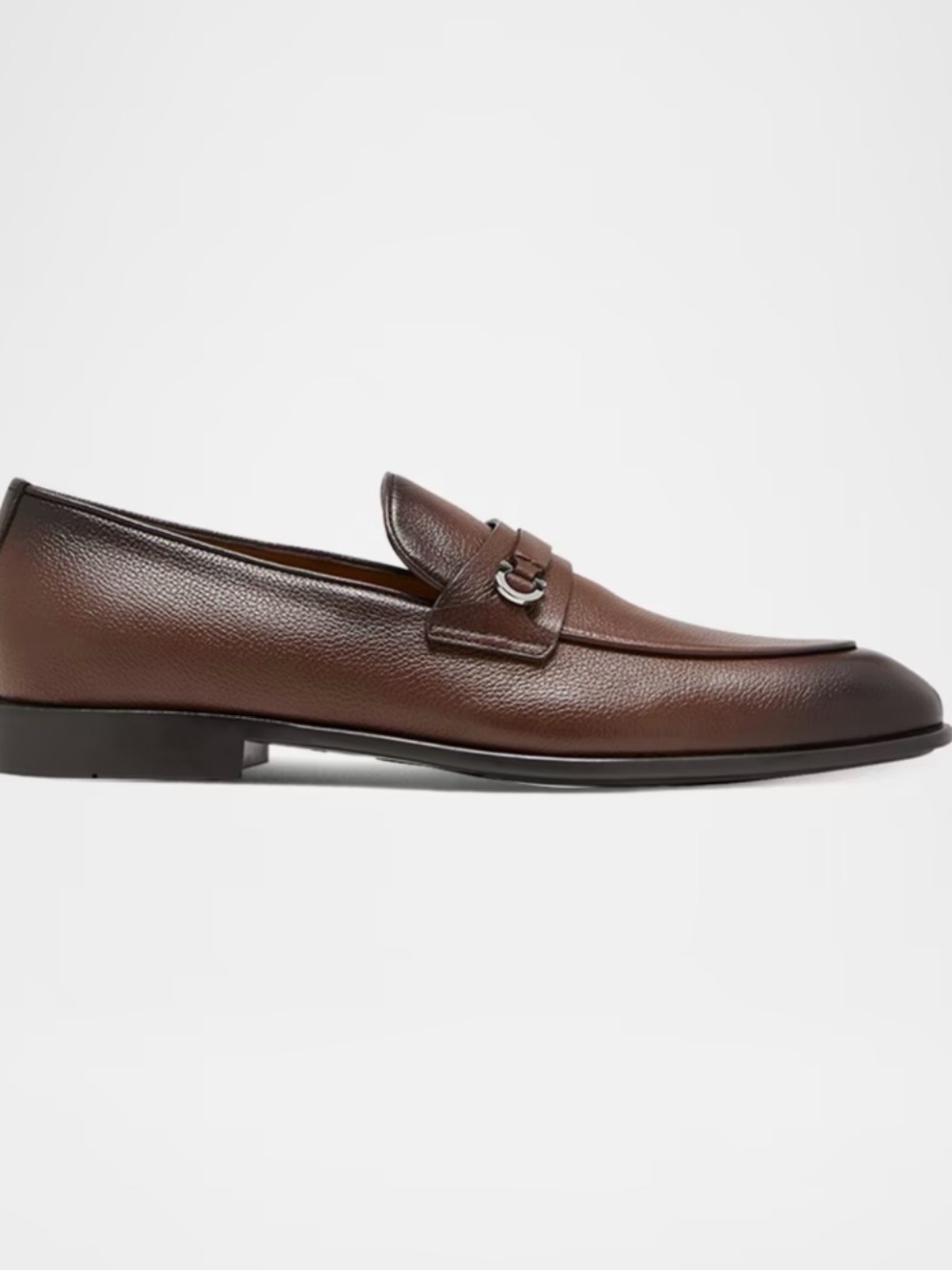FERRAGAMO mens desio gancio ornament grained leather penny loafer *BRAND NEW*
